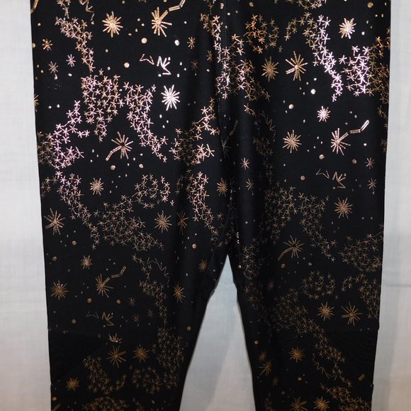 ASKYA Womens S Black Gold Constellations Space Activewear Leggings Cropped - Picture 5 of 16